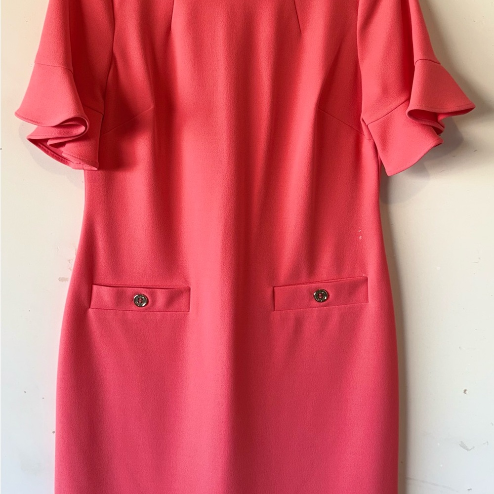 Tommy Hilfiger Coral Mini Dress with Ruffle Sleeves